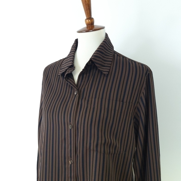FINAL ⬇️ | Neu Nomads | Button Down Boyfriend Shirt in Brown, Black Stripe - Picture 2 of 7